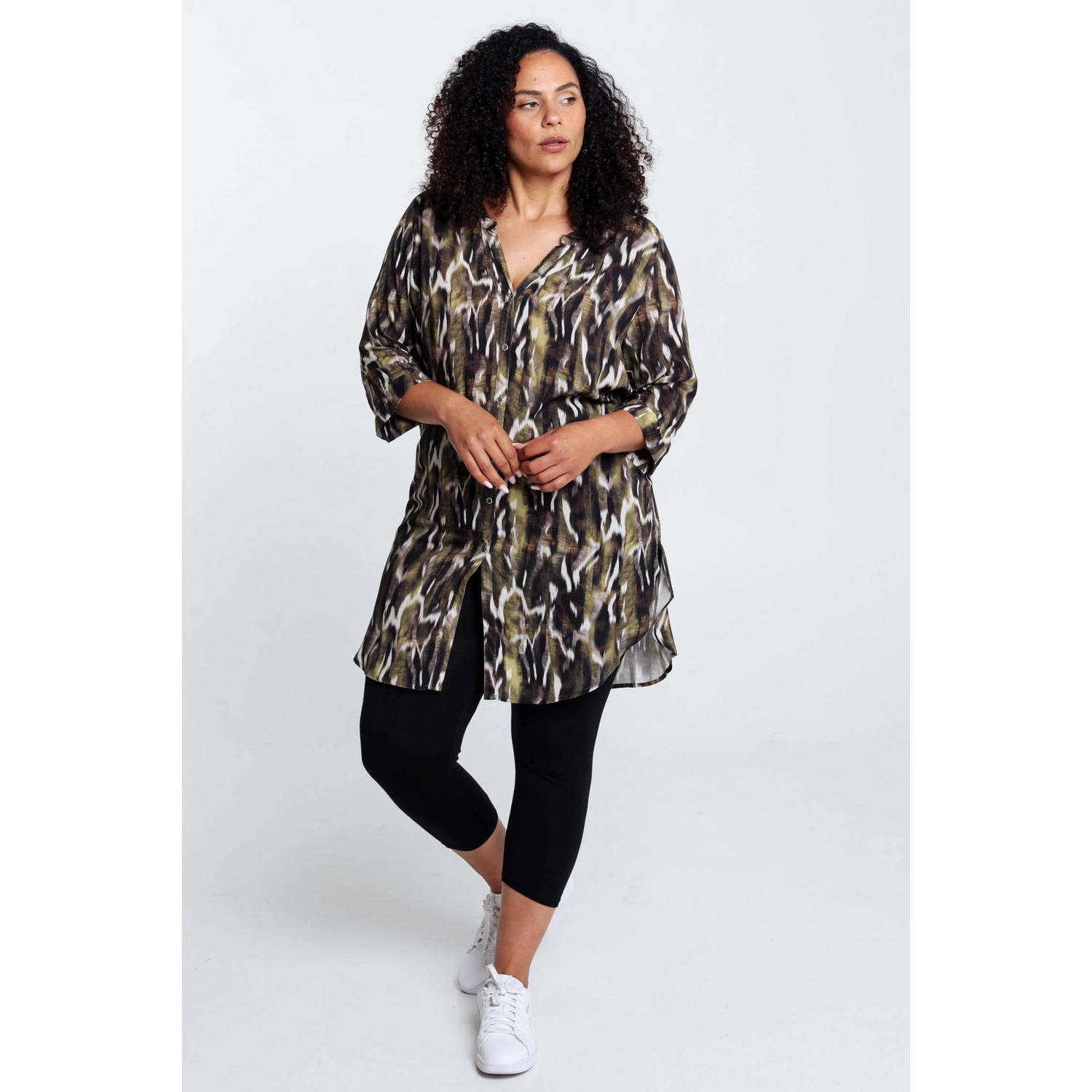 Paprika blouse met all over print kaki