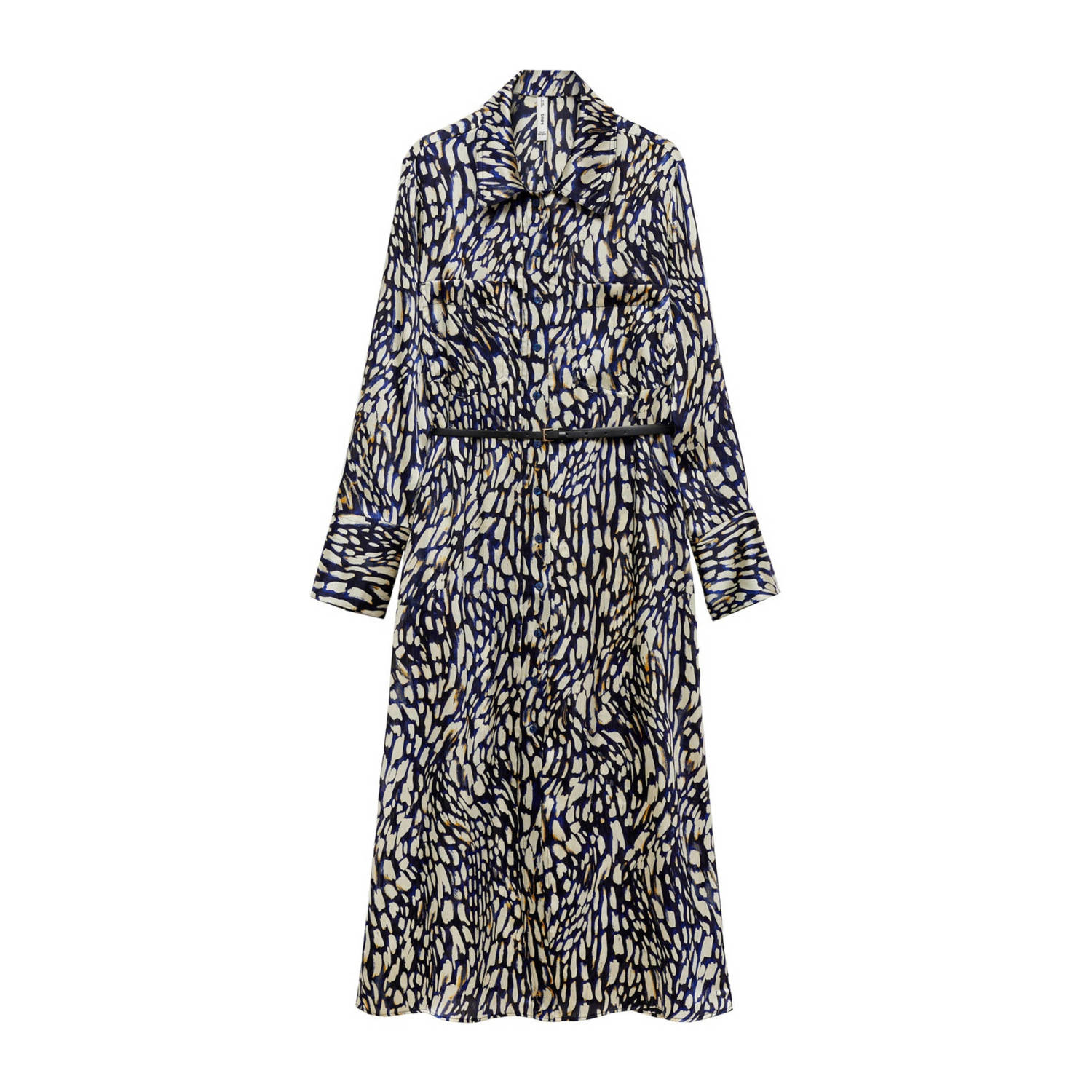 Mango blousejurk met all over print blauw ecru