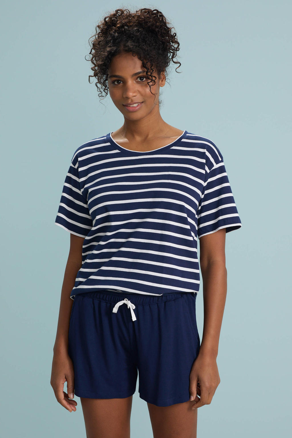 Dreamcovers shortama donkerblauw/wit