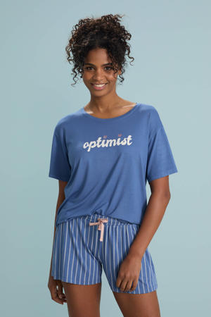 shortama blauw/ecru