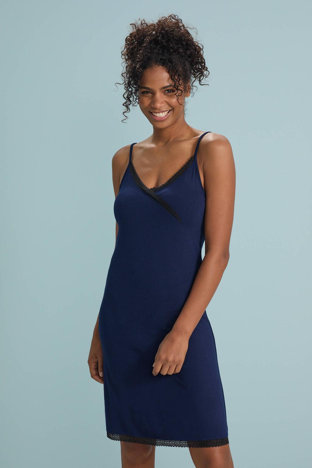 Dreamcovers slipdress donkerblauw/zwart