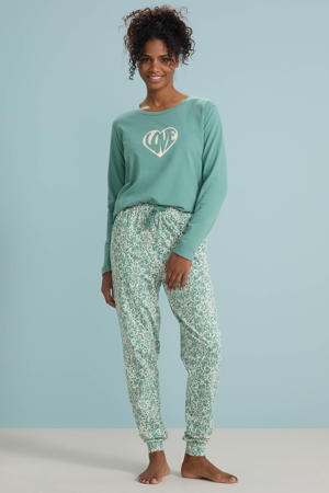 pyjama groen/ecru