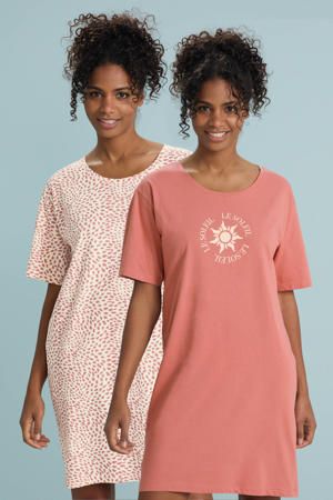 nachthemd (set van 2) roze/ecru