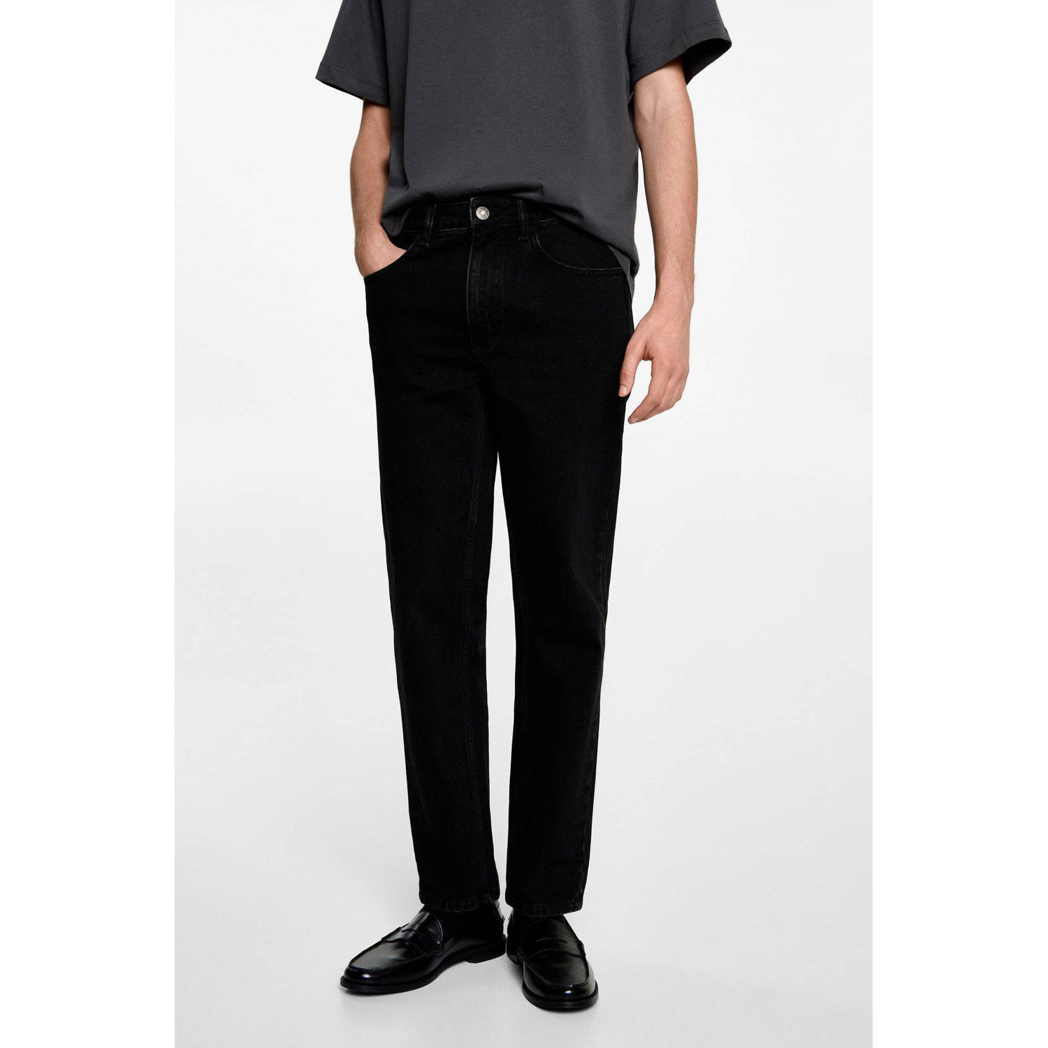 MANGO TEEN tapered fit jeans zwart