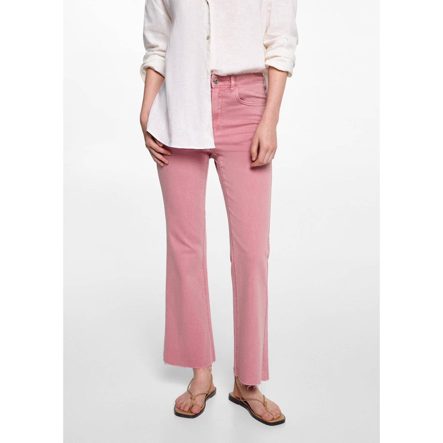 MANGO TEEN cropped flared jeans roze