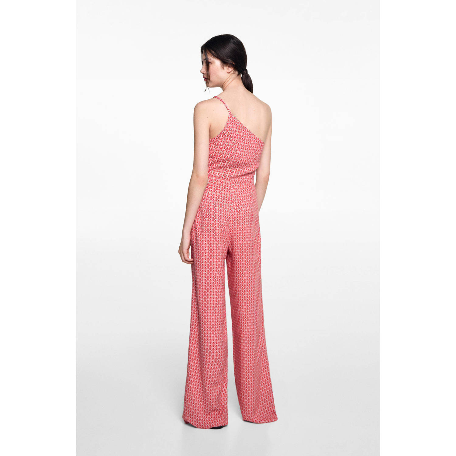 MANGO TEEN jumpsuit met all over print rood lichtroze wit