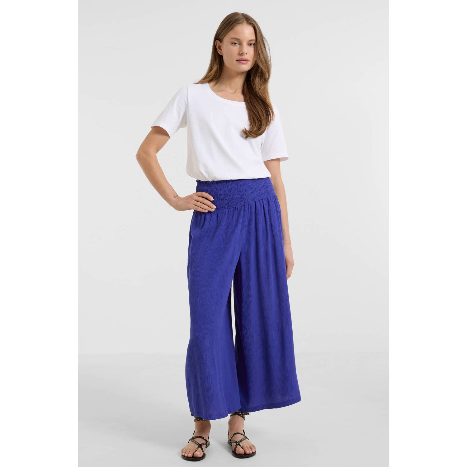 Anytime crinkle culotte blauw