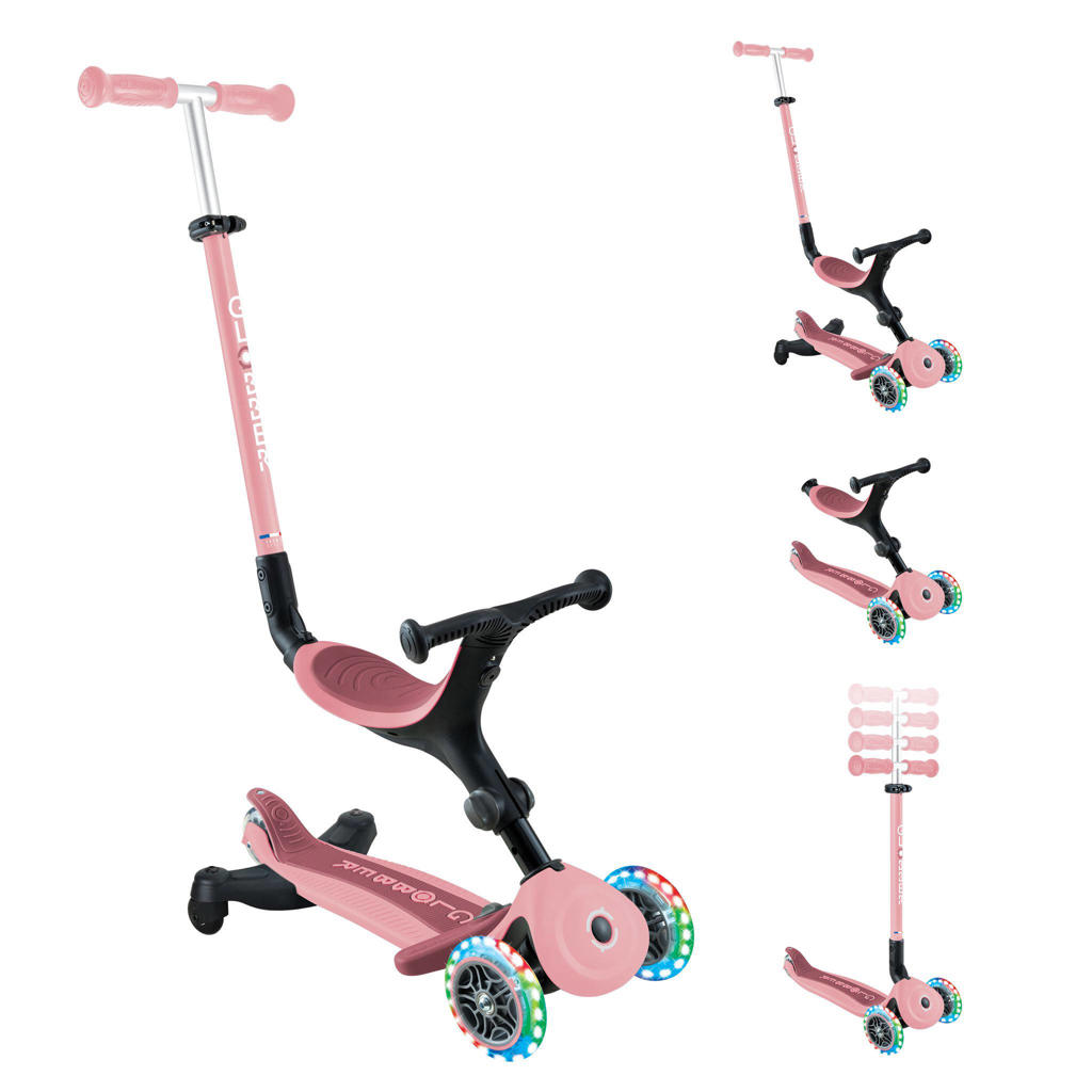 Globber step Go Up Active Lights Pastel Pink 360