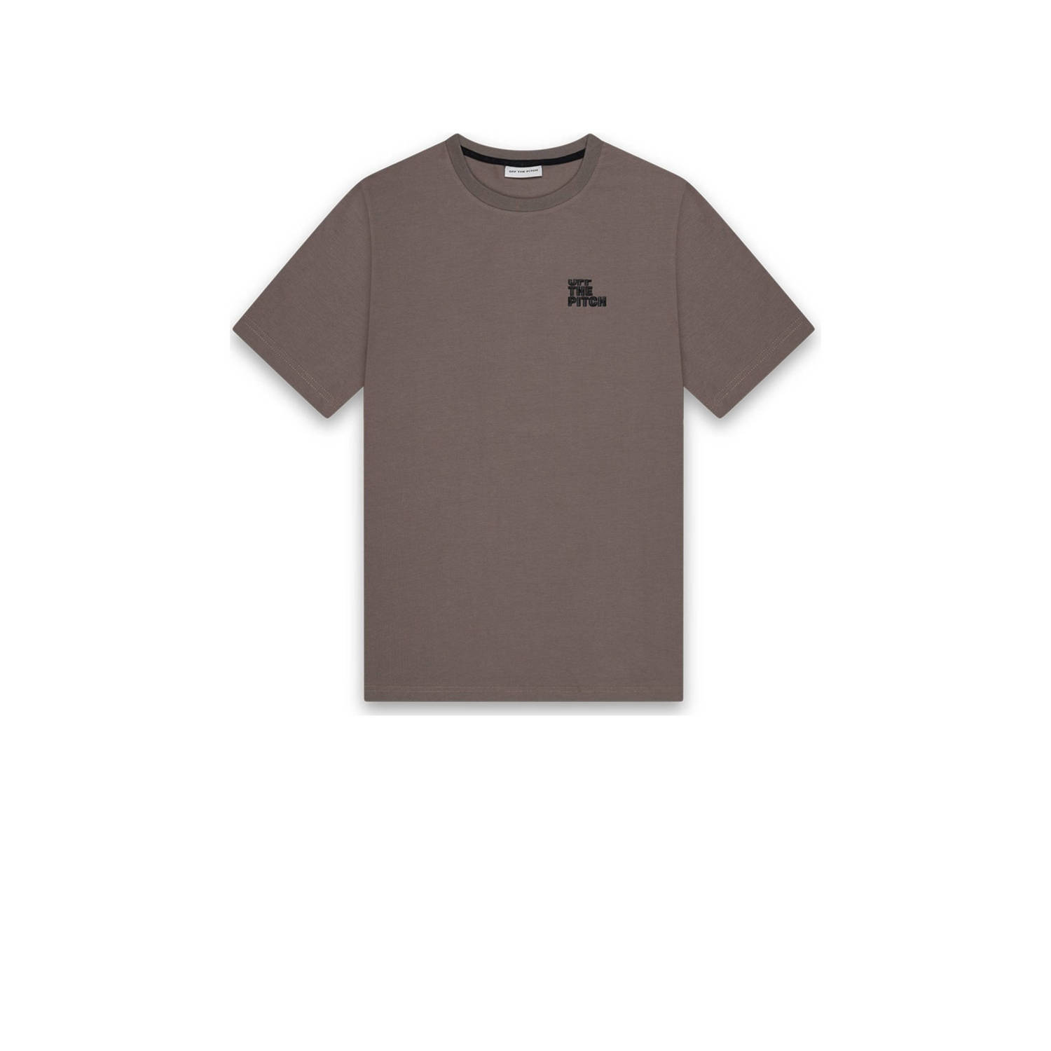 Off The Pitch slim fit T-shirt Triple met backprint mud olive