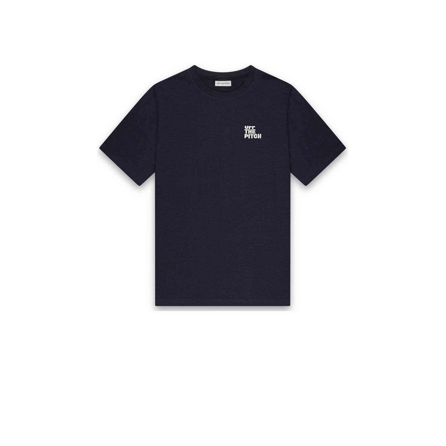 Off The Pitch slim fit T-shirt Fullstop met backprint navy