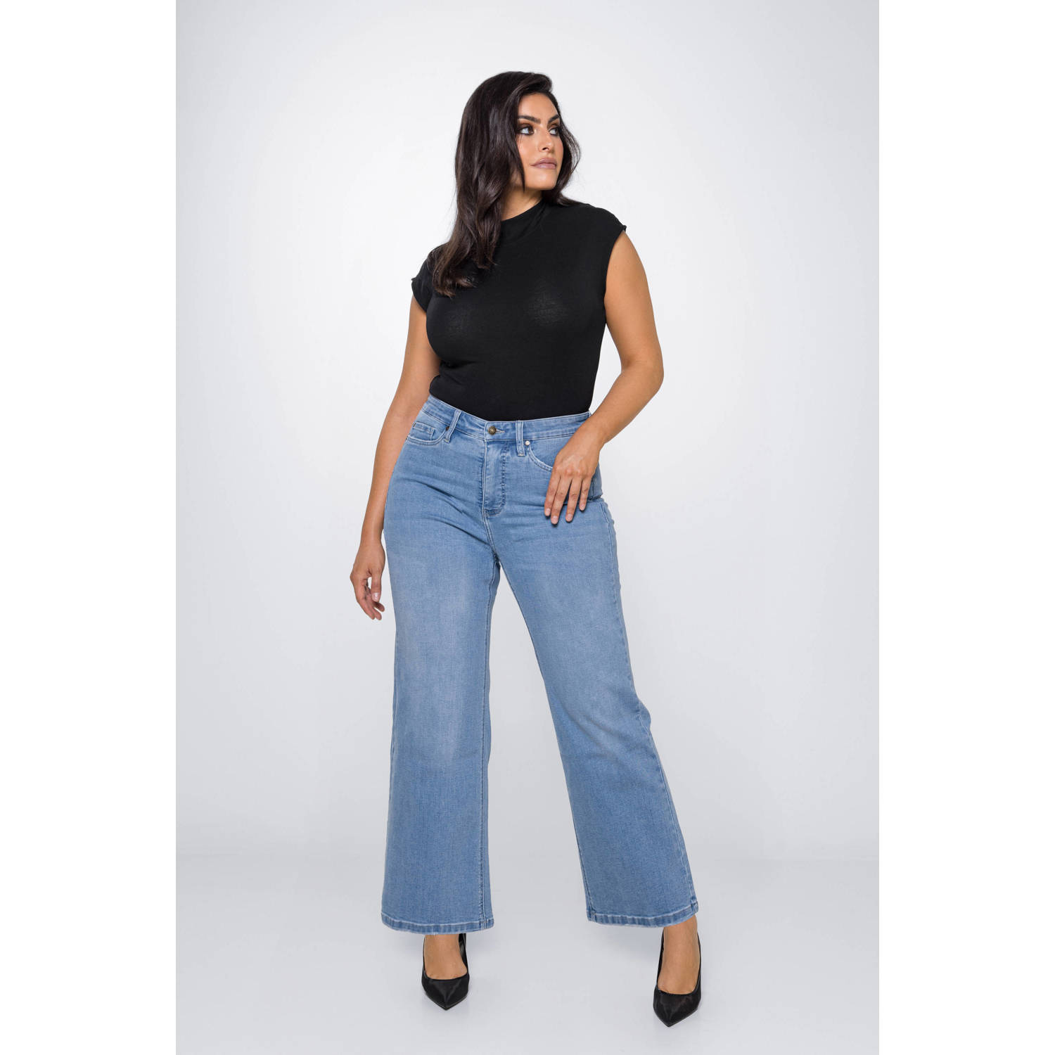 Fox Factor high waist wide leg jeans aspen blue