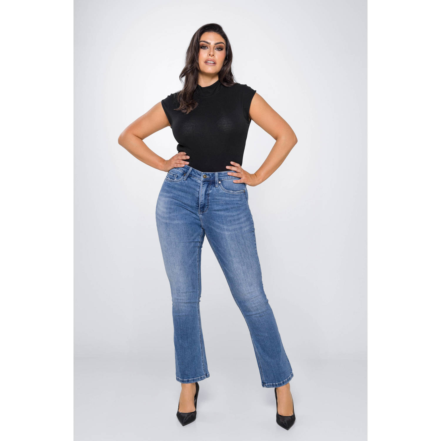 Fox Factor high waist flared jeans BOBI havana blue