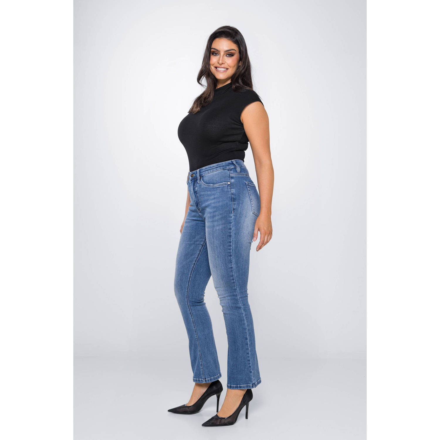 Fox Factor high waist flared jeans BOBI havana blue