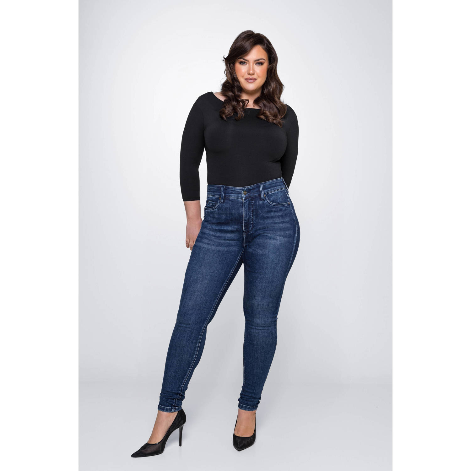 Fox Factor high waist skinny jeans NIKI bay blue