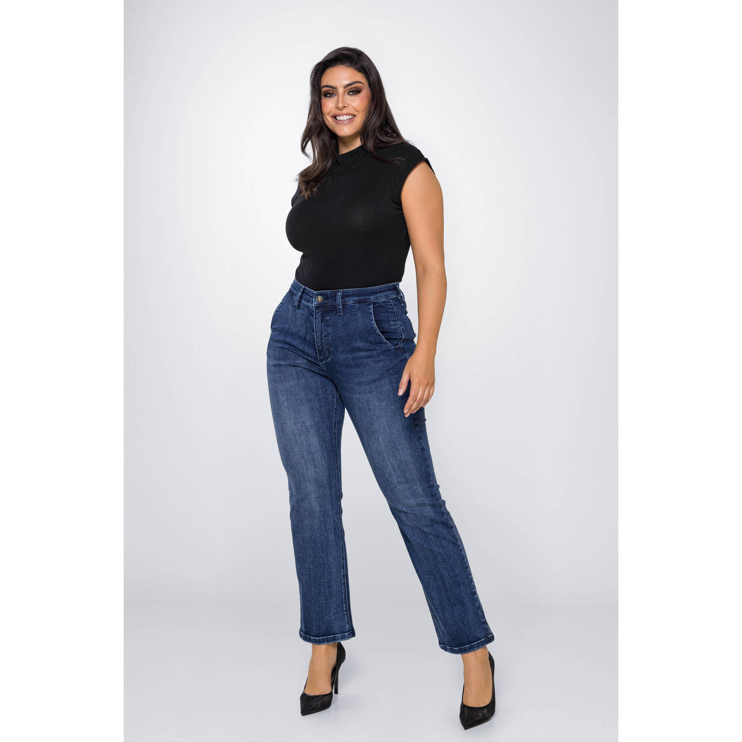Fox Factor high waist straight leg jeans ROXI las vegas blue