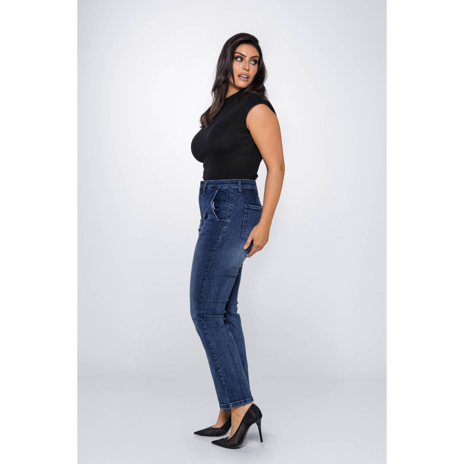 Fox Factor high waist straight leg jeans ROXI las vegas blue