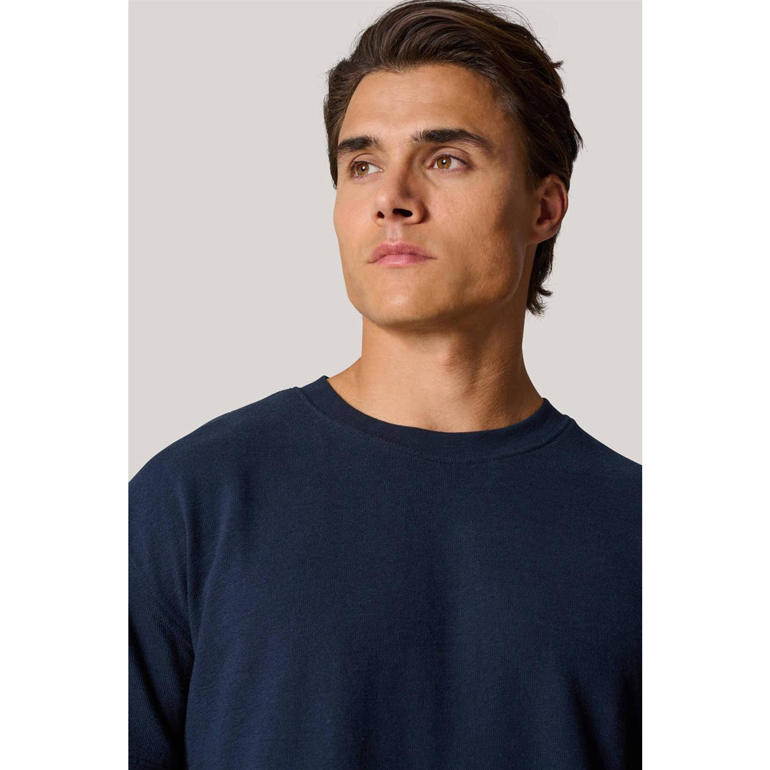 Shoeby badstof oversized T-shirt donkerblauw