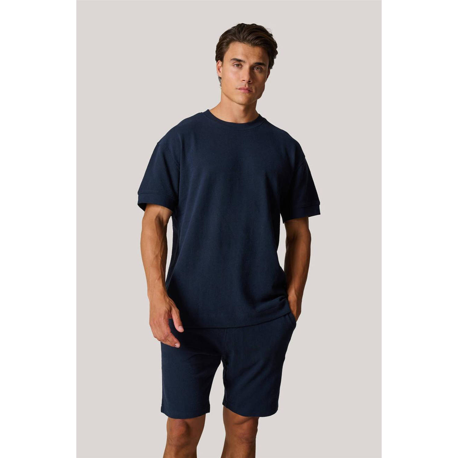 Shoeby badstof oversized T-shirt donkerblauw