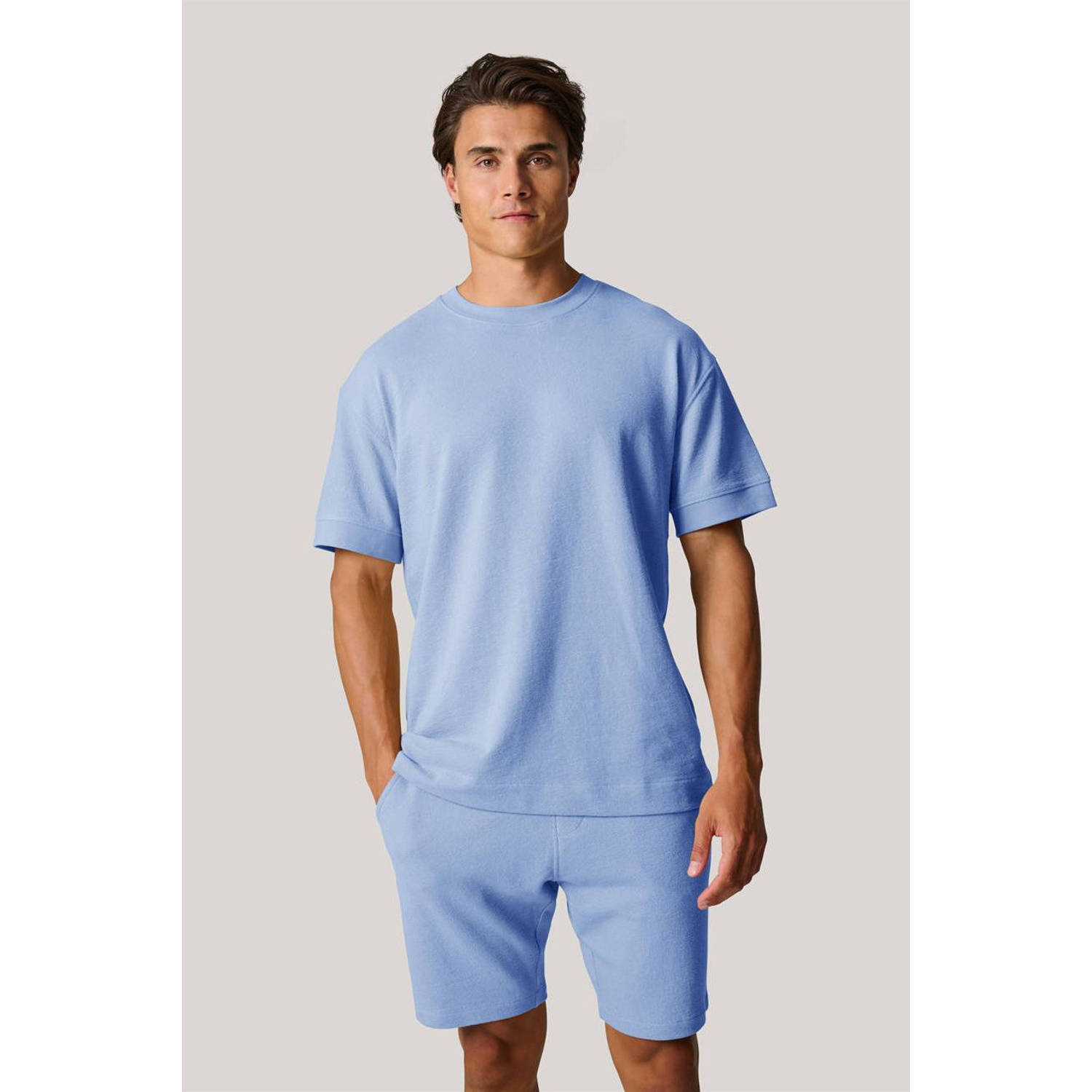 Shoeby badstof oversized T-shirt lichtblauw