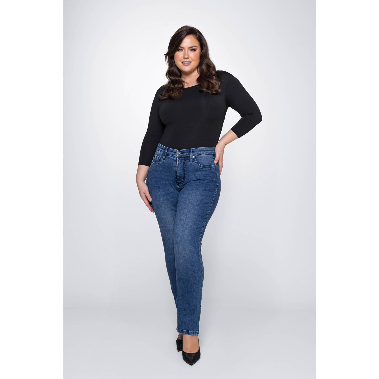 Fox Factor high waist straight jeans ROXI sofia blue