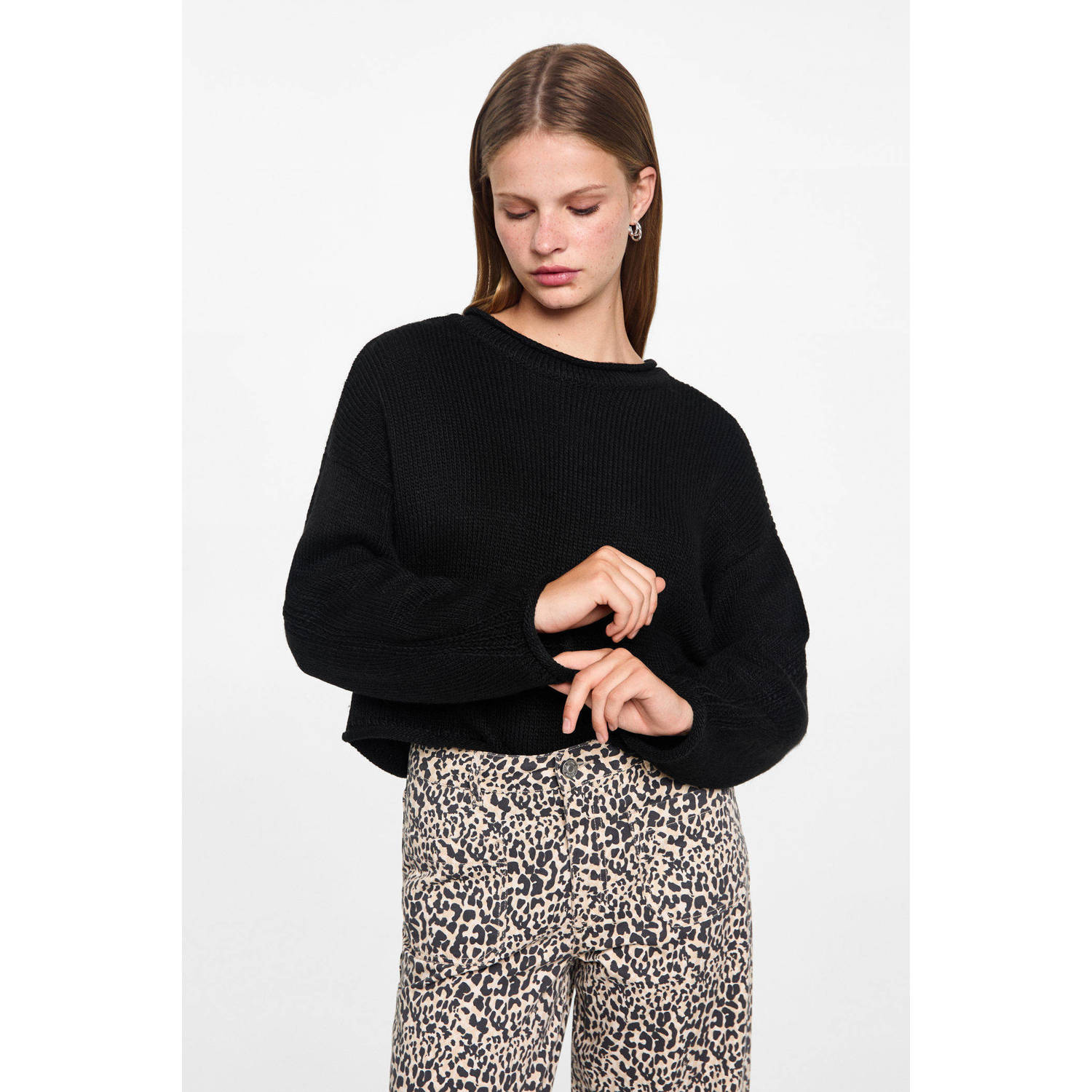 MANGO TEEN gebreide trui zwart