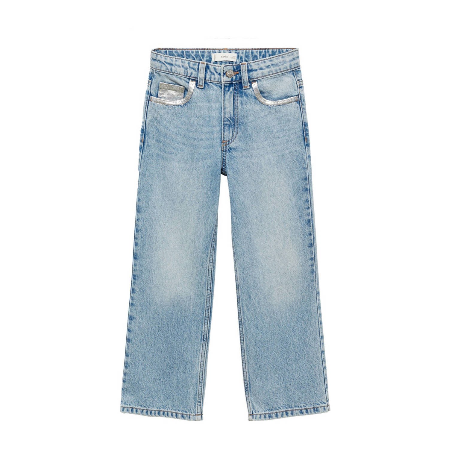 Mango Kids straight leg fit jeans changeant blauw zilver