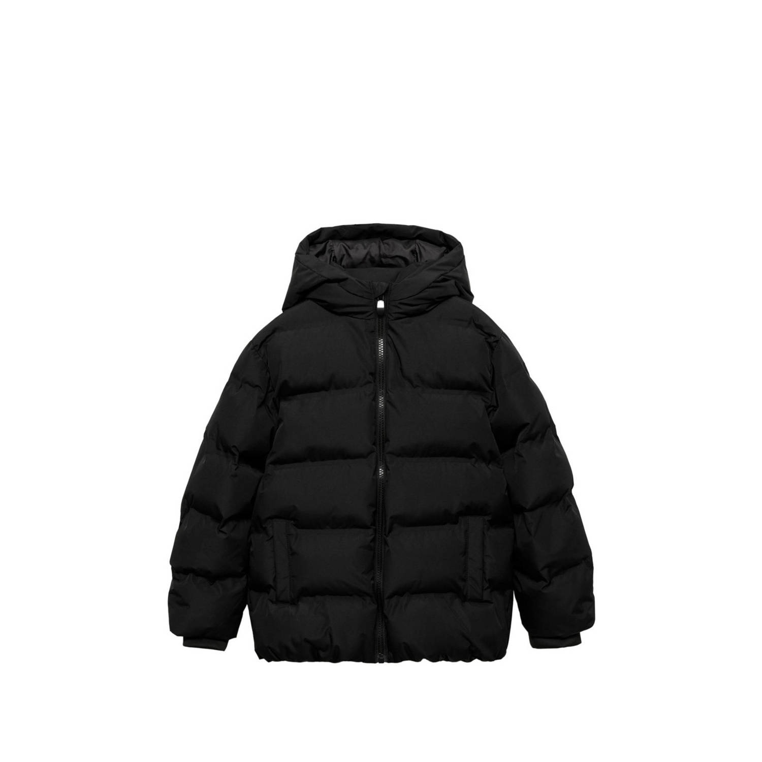 Mango Kids gewatteerde winterjas zwart