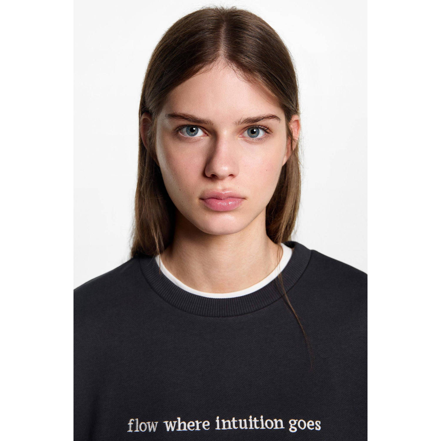 MANGO TEEN sweater met tekst antraciet