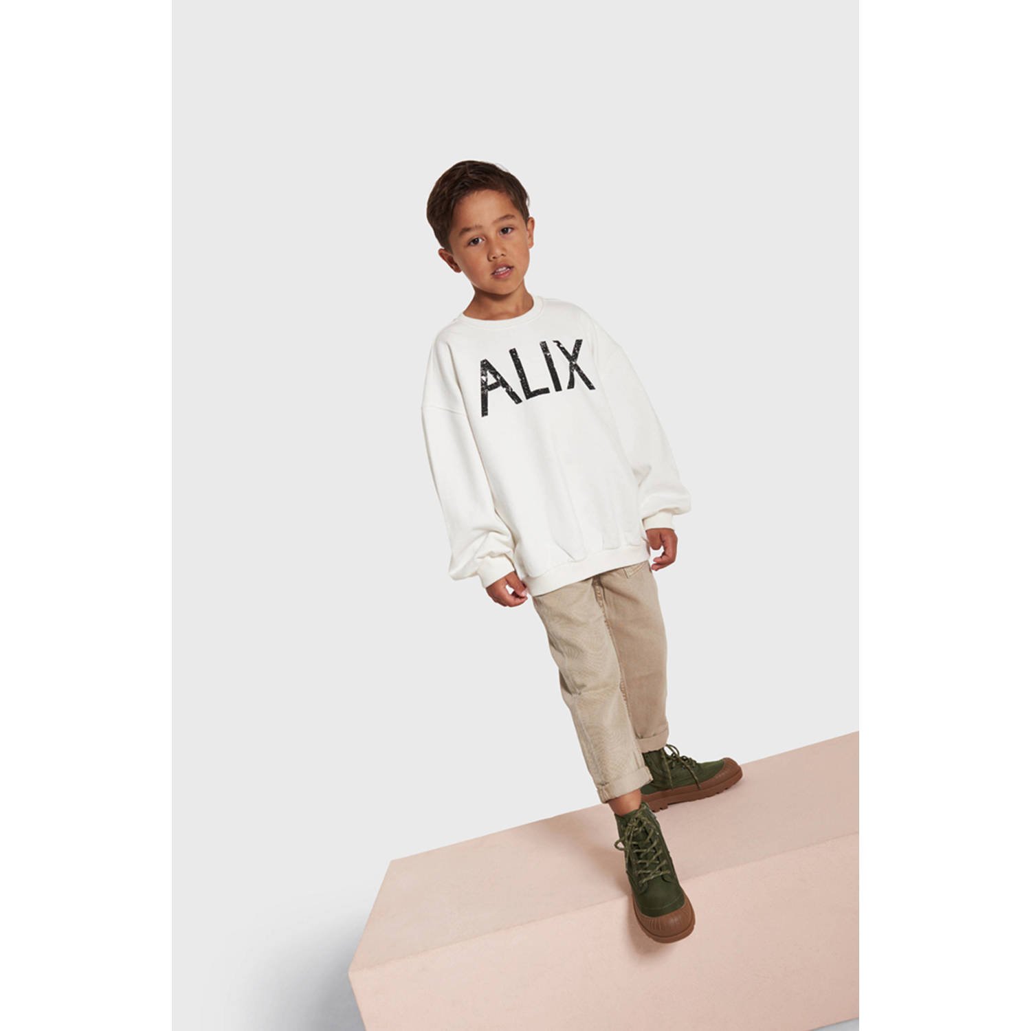 Alix the Label Alix Mini sweater met backprint ecru