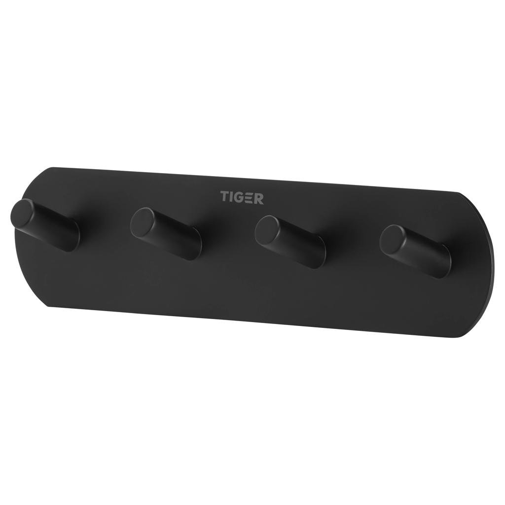Tiger handdoekhaak Rondo (4 haken) zwart