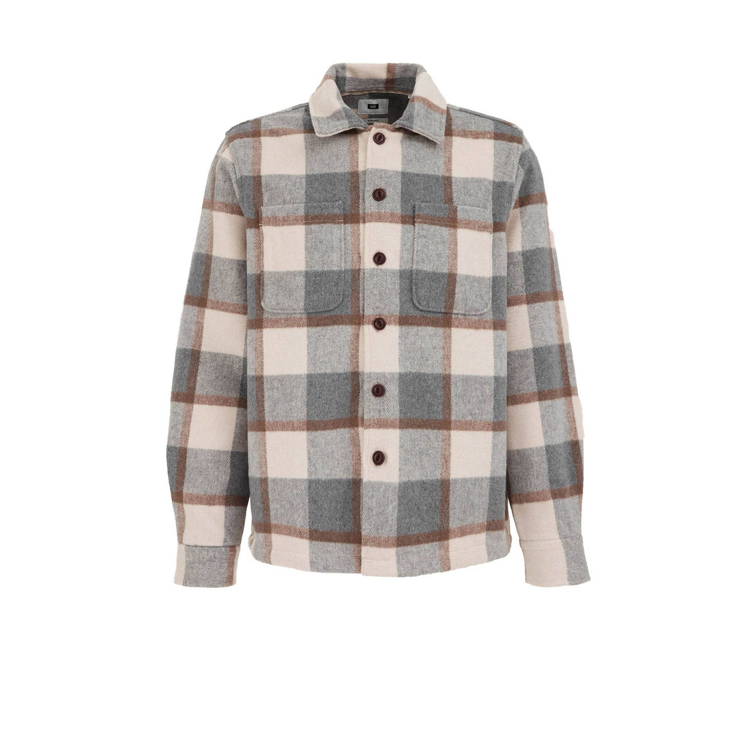 WE Fashion geruit overshirt dark smoke