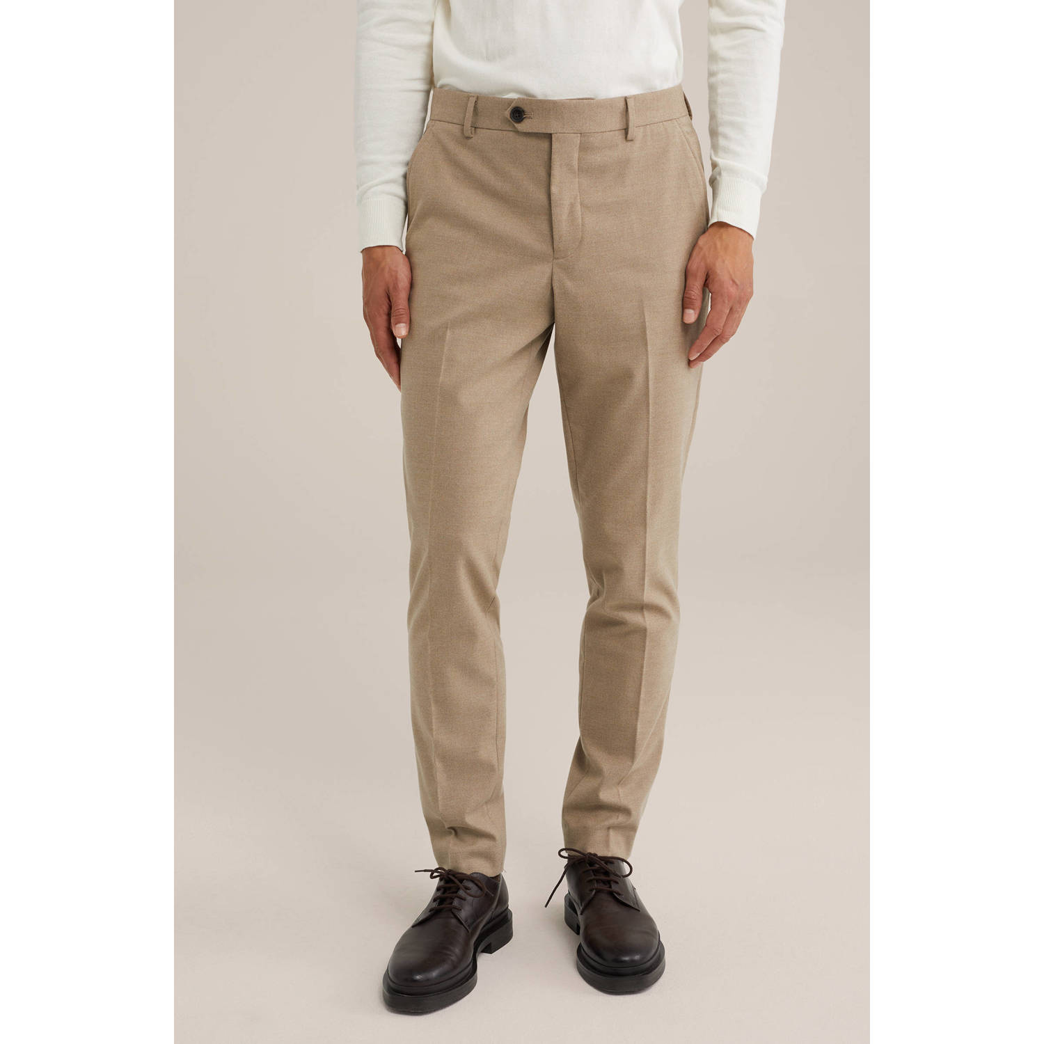 WE Fashion slim fit pantalon beige wood