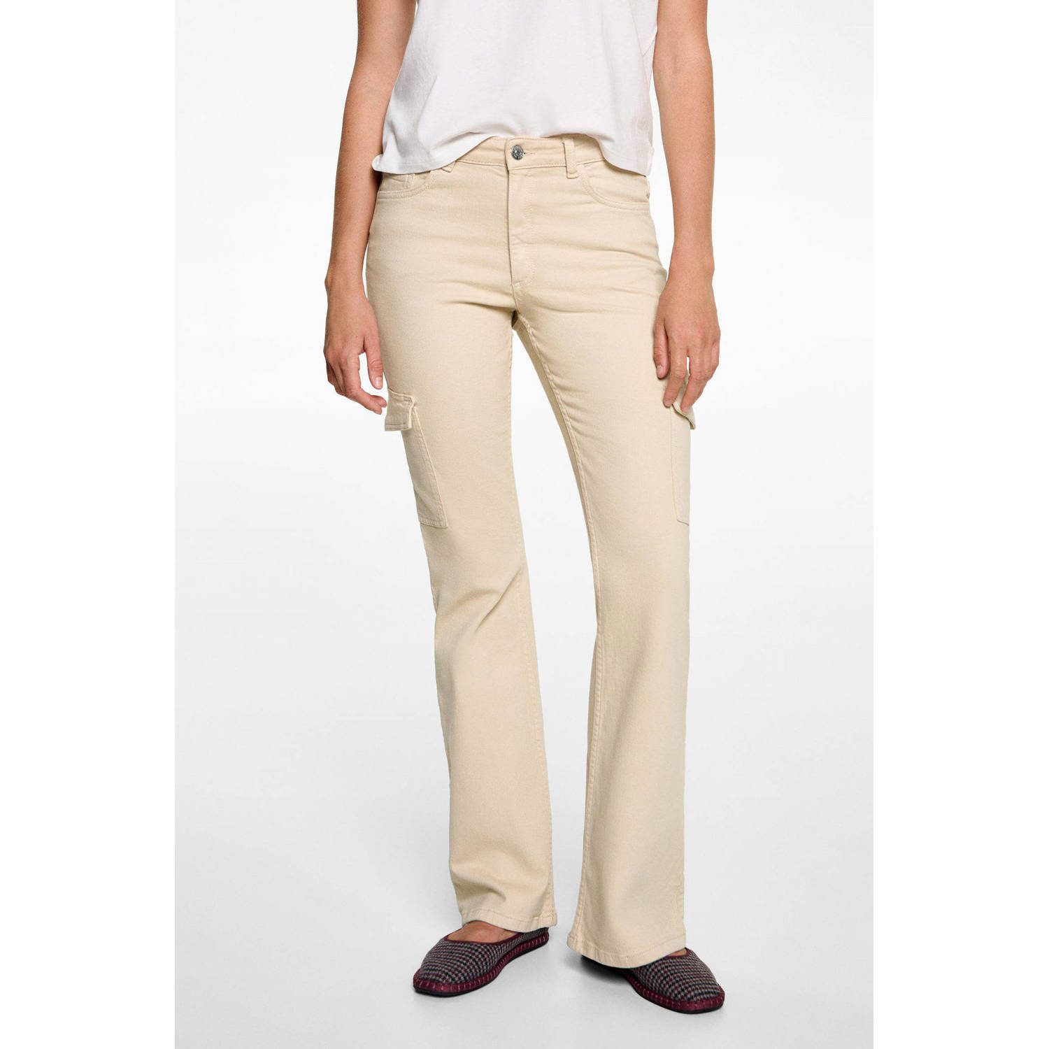 MANGO TEEN wide leg cargobroek lichtbeige