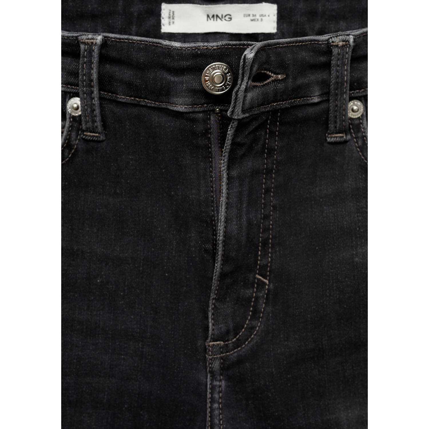 Mango regular waist skinny jeans black denim