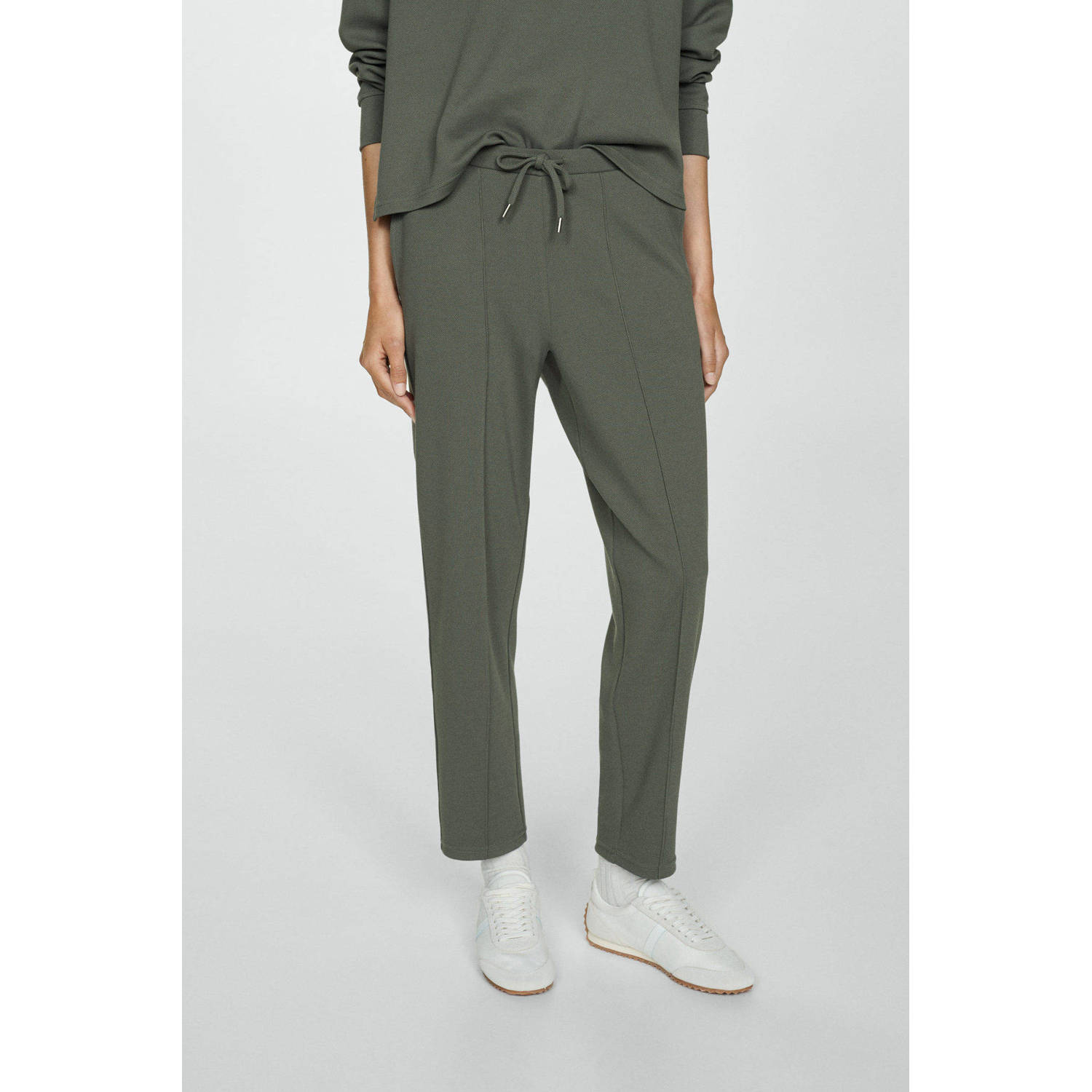 Mango regular waist joggingbroek kaki