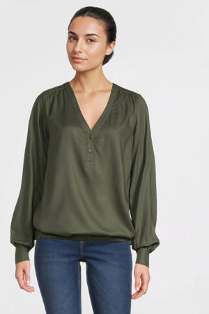 blouse met lange mouwen khaki