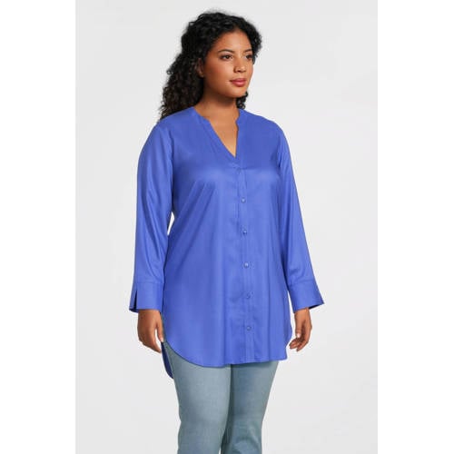 GREAT LOOKS lange blouse met V-hals blauw afbeelding