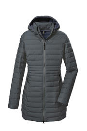thumbnail: Antraciete dames G.I.G.A. DX gewatteerde outdoor jas van polyester met effen, lange mouwen, capuchon en ritssluiting