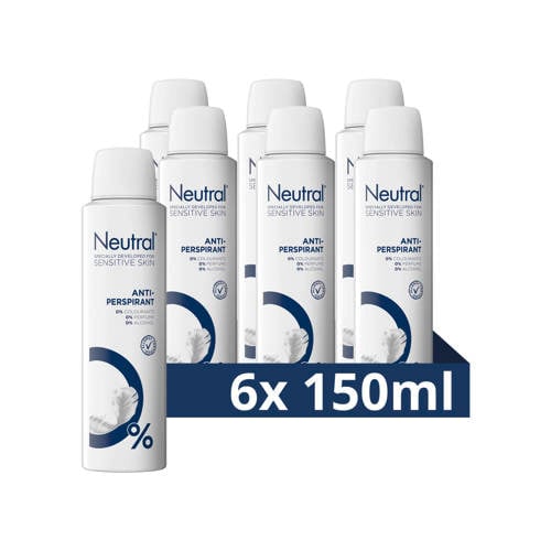 Wehkamp Neutral anti-transpirant deodorant spray Parfumvrij - 6 x 150 ml aanbieding