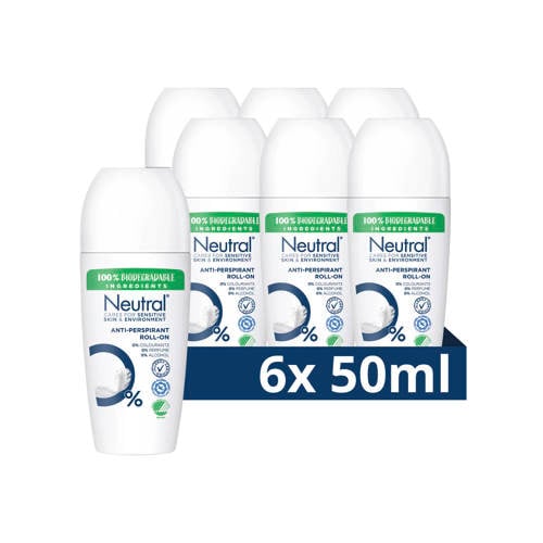Wehkamp Neutral anti-transpirant deodorant roller Parfumvrij - 6 x 50 ml aanbieding