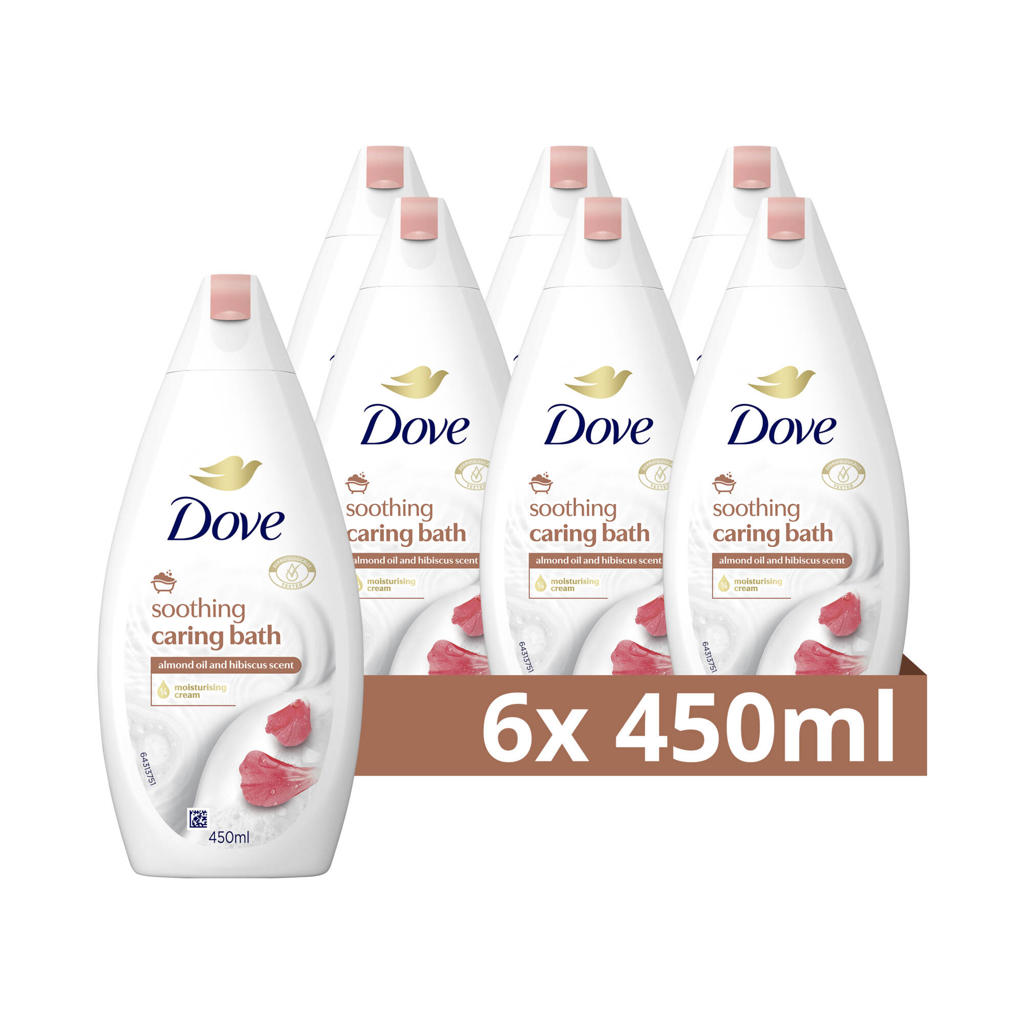 Dove Caring Bath Soothing Amandelolie & Hibiscus badcrème - 6 x 450 ml