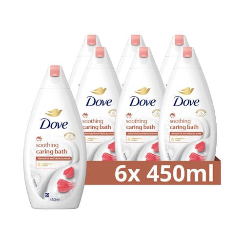 Wehkamp Dove Caring Bath Soothing Amandelolie & Hibiscus badcrème - 6 x 450 ml aanbieding
