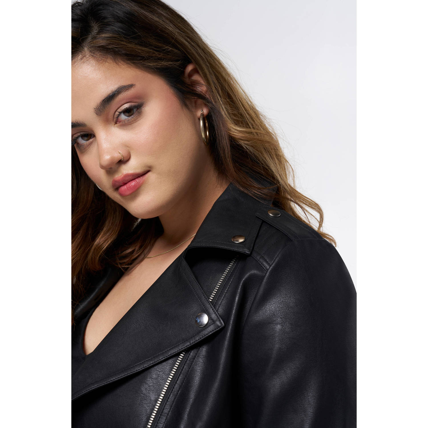 MS Mode imitatieleren jas zwart