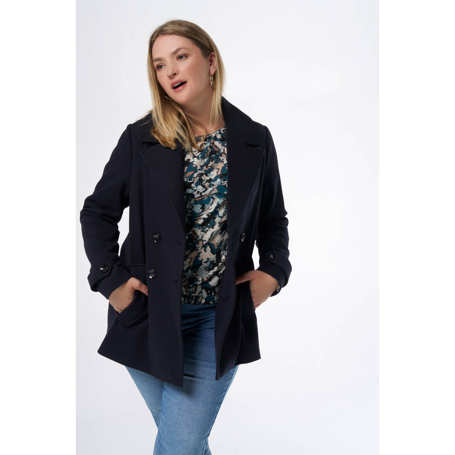 MS Mode rechtvallende blazer donkerblauw