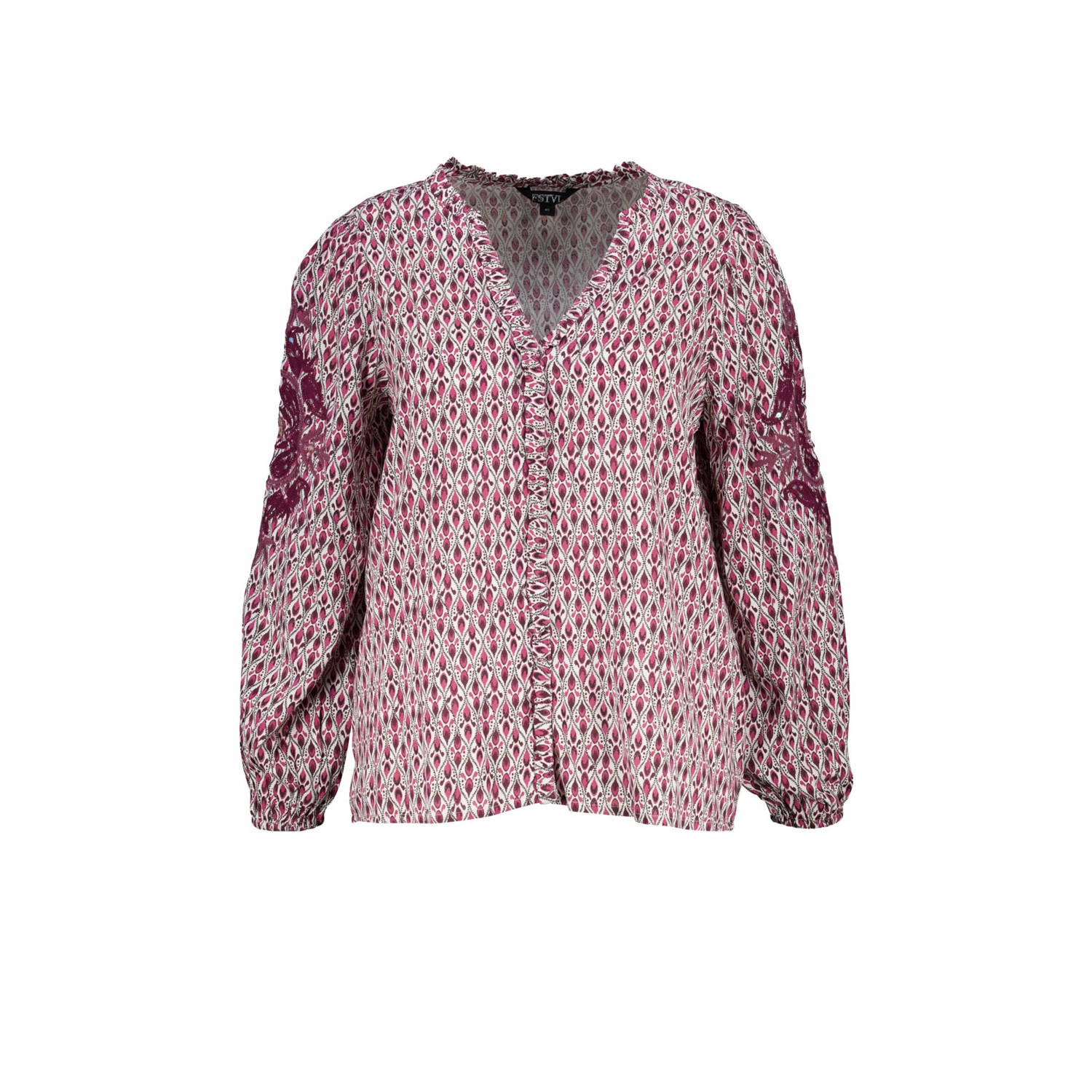 MS Mode blousetop met all over print rood