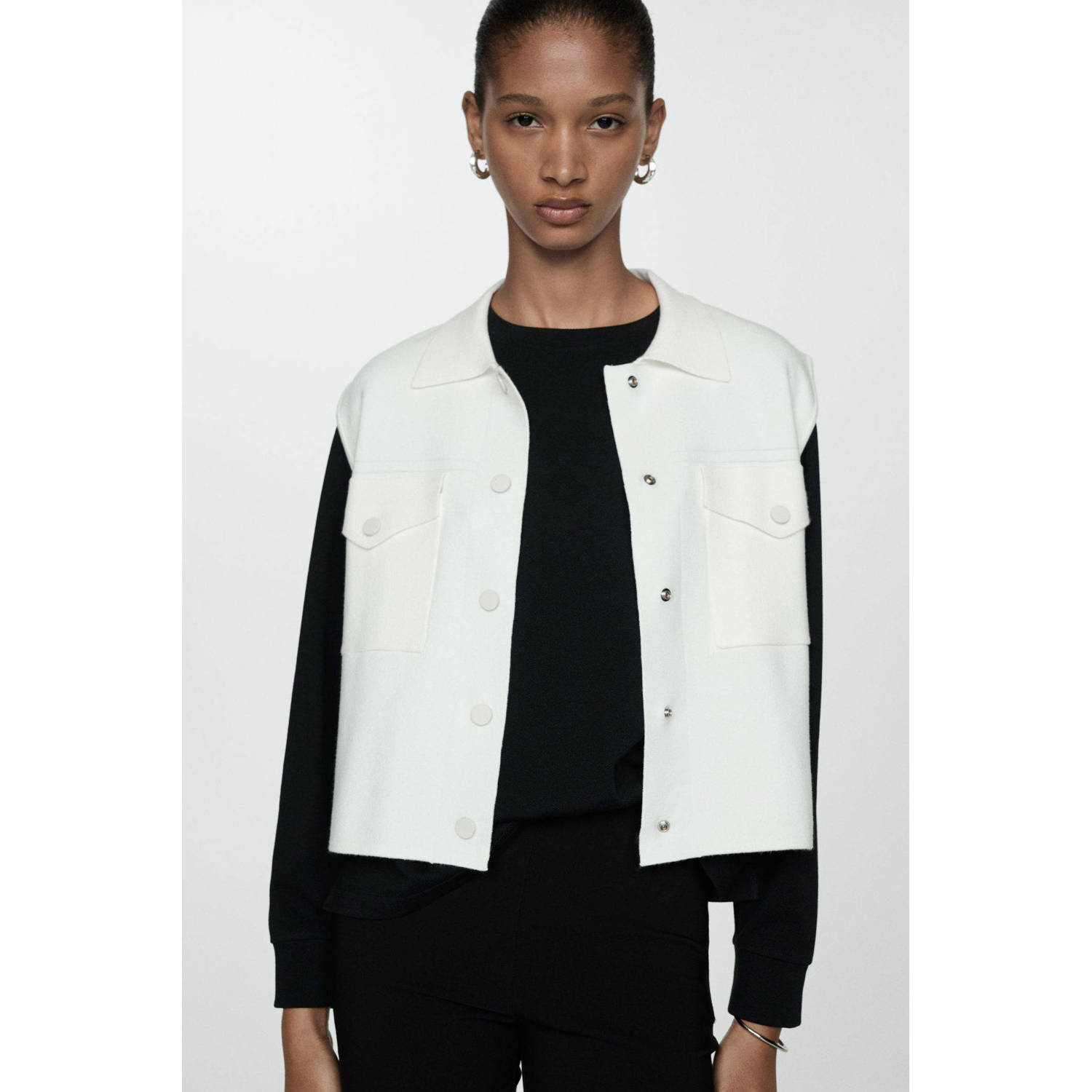 Mango fijngebreid gilet ecru