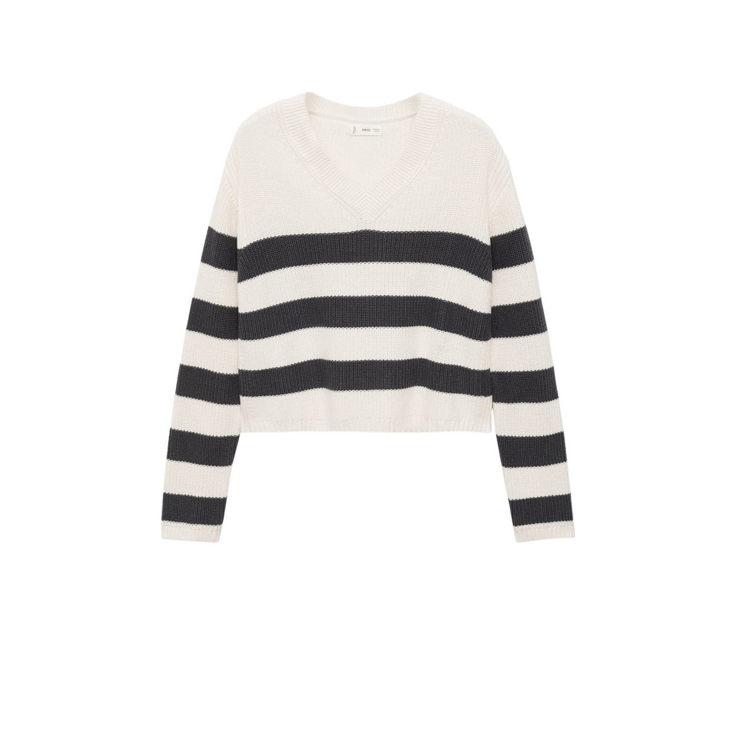 MANGO TEEN gestreepte trui naturel wit grijs