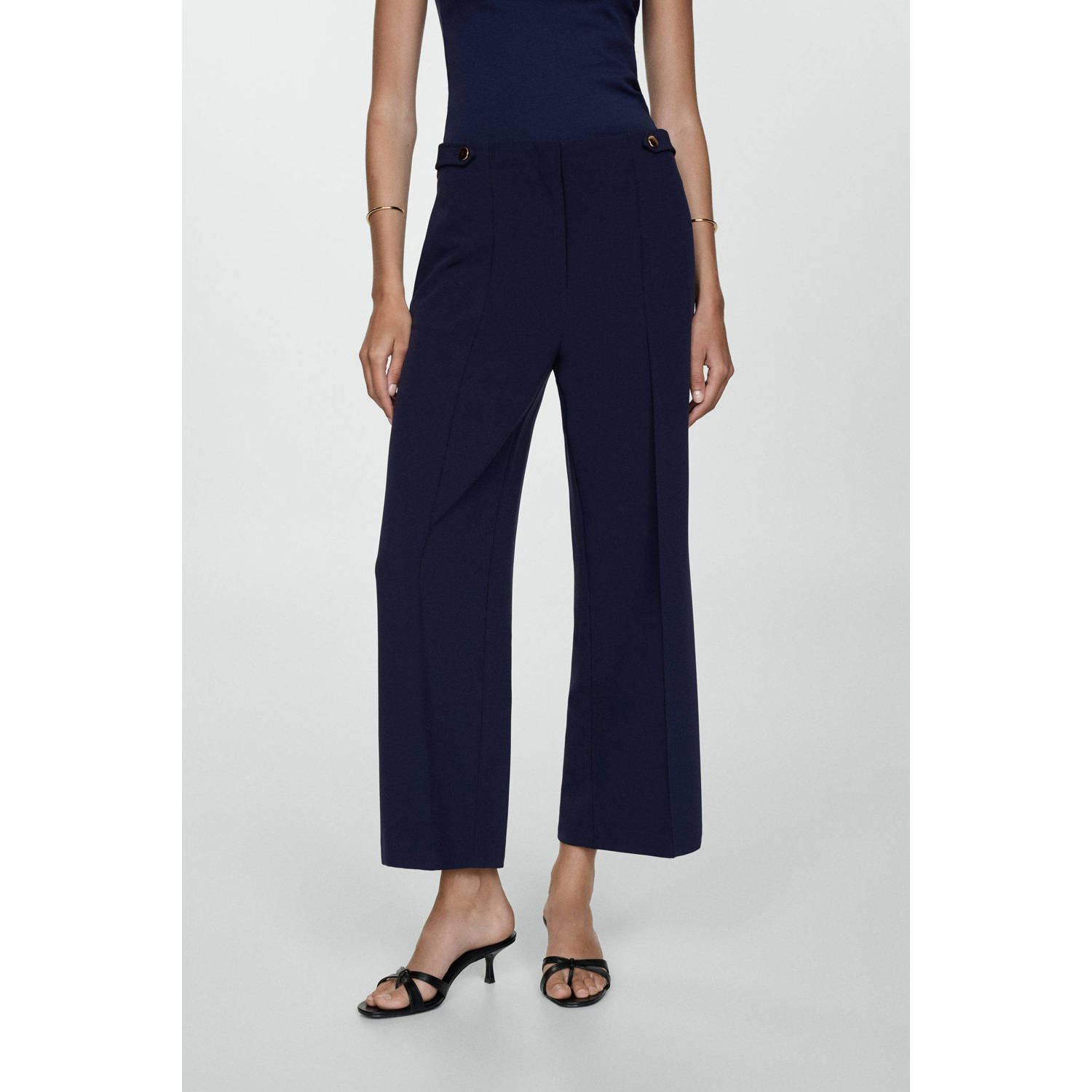 Mango wide leg broek marine