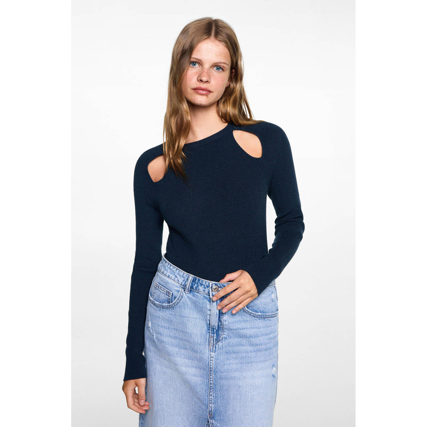 MANGO TEEN gebreide trui donkerblauw