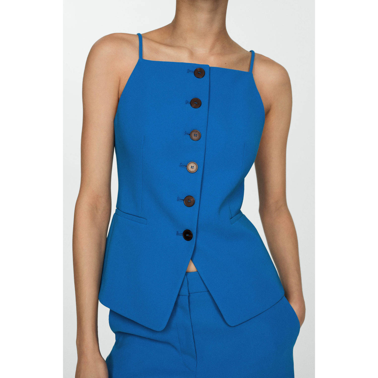 Mango haltertop blauw